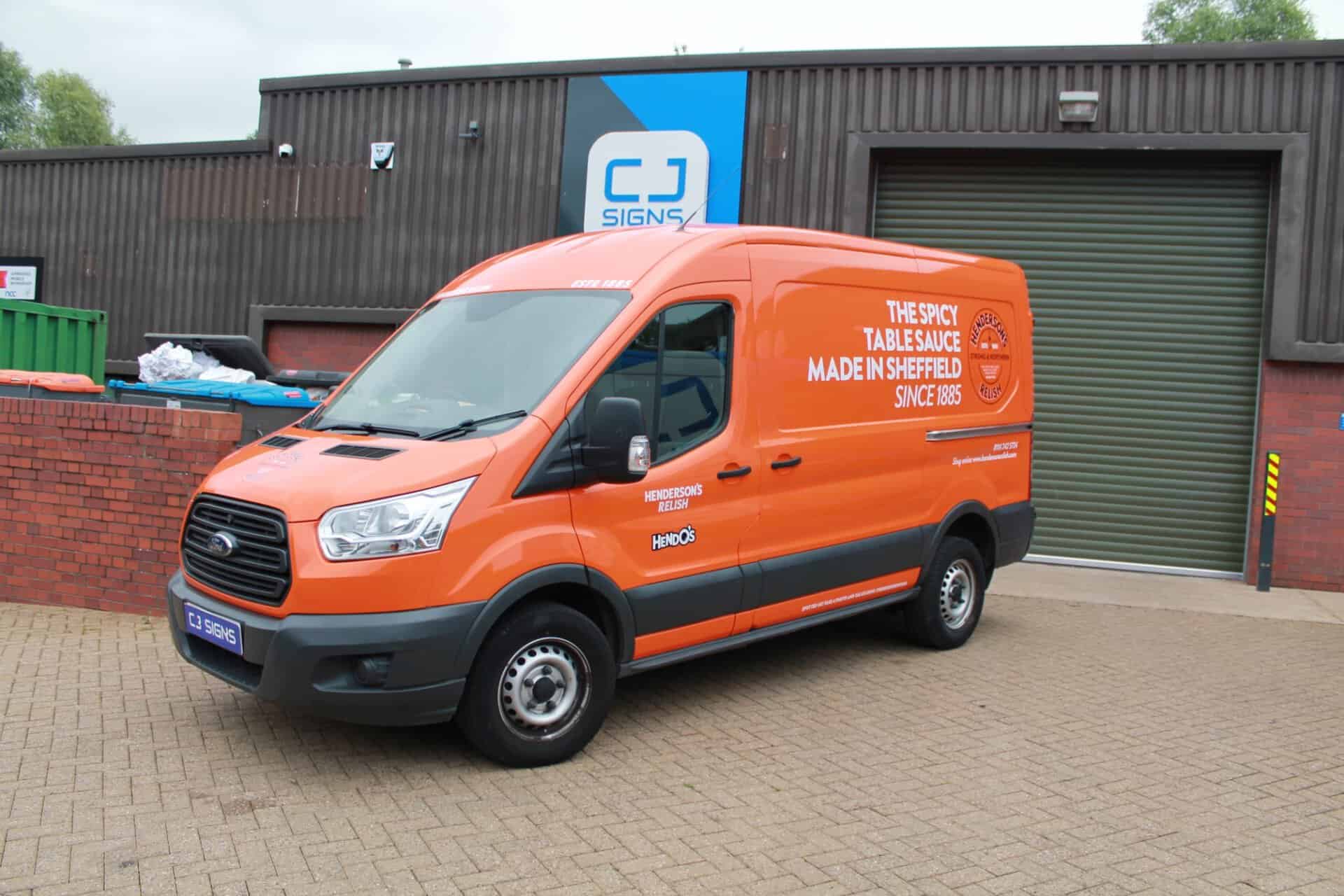 Henderson's Relish van wrapping completed by CJ Signs in Sheffield