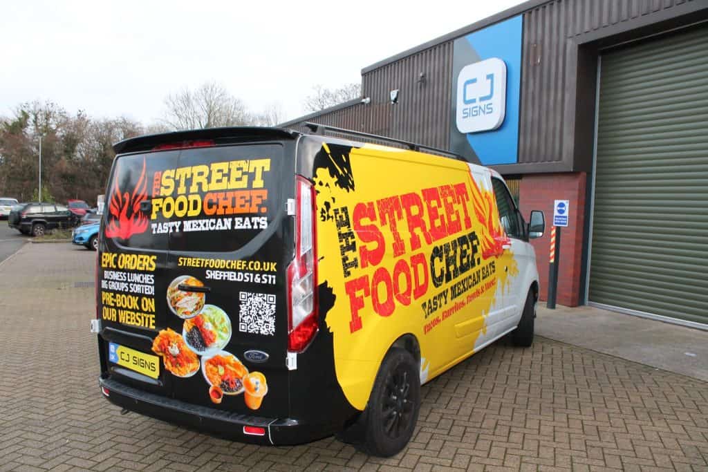 Street Food Chef van wrapping designed and fitted by CJ Signs in Sheffield