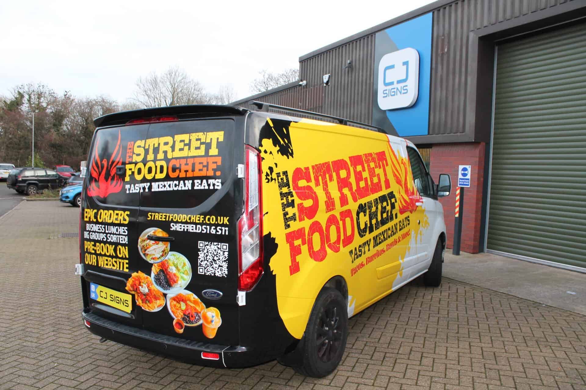 Street Food Chef van wrapping designed and fitted by CJ Signs in Sheffield